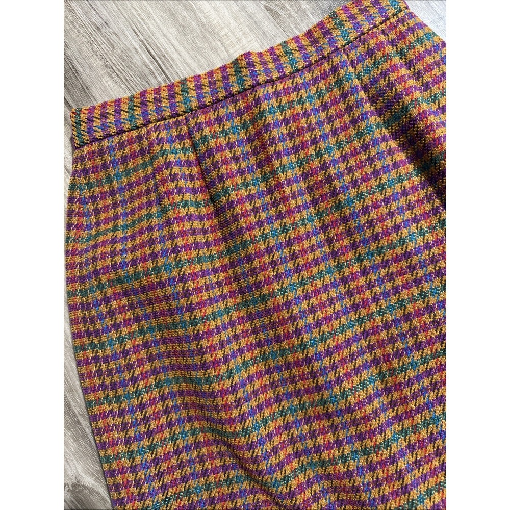 J. McLaughin for Sanyo Vintage Herringbone Tweed Pencil Skirt Wool Cotton Sz 4 - Picture 6 of 7